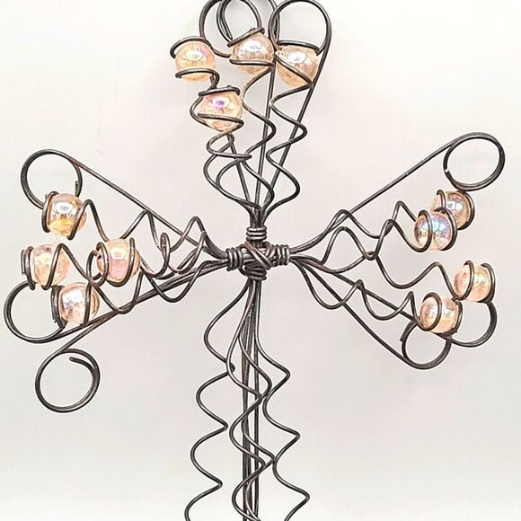 Wire Wrapped Beaded Cross Wall Art - Picture 2 of 4